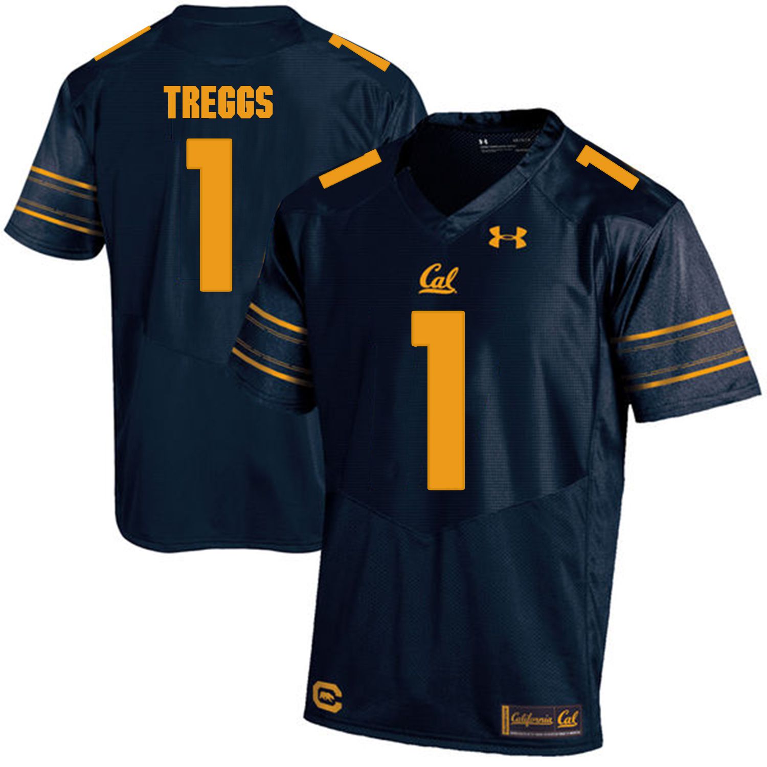 Men California Golden Bears 1 Bryce Treggs Dark blue Customized NCAA Jerseys